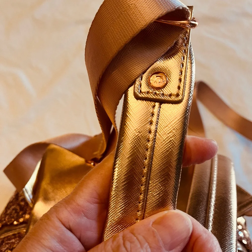 Disney Parks Loungefly Rose Gold Sequined Mini Backpack